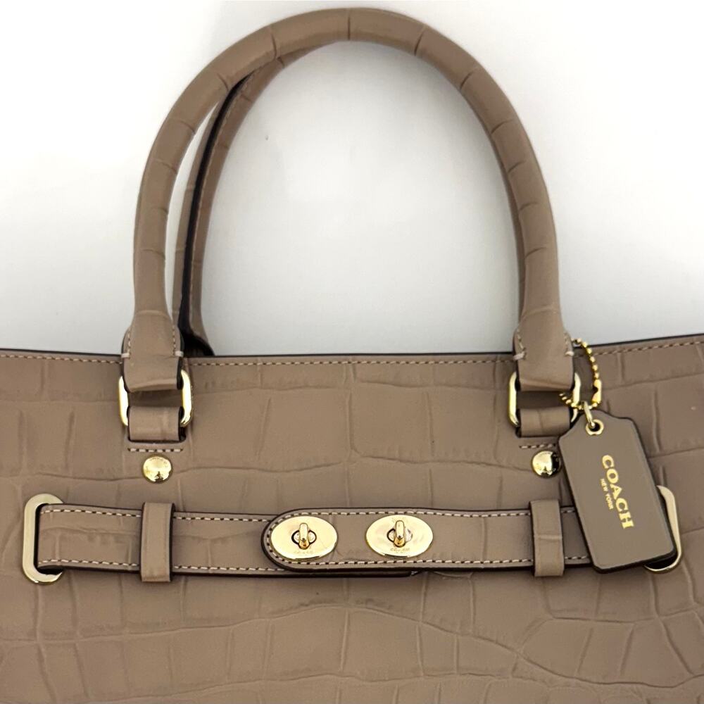 COACH Blake Carryall Croc-Embossed Leather Satchel Tote Bag Beechwood F37099 - Picture 4 of 16